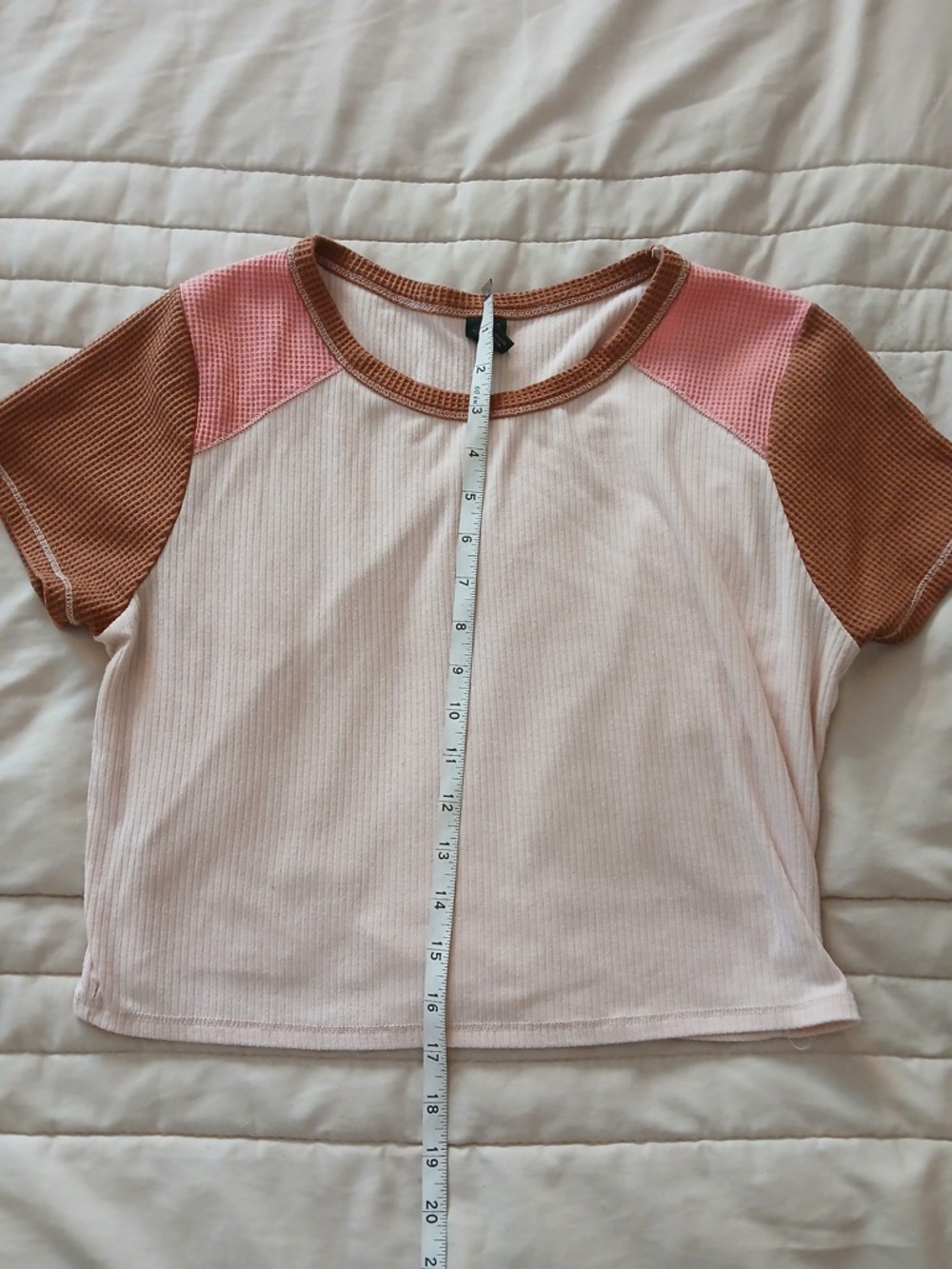 wild fable Pink and Brown Ribbed Colorblock Crop Top - Picture 5 of 6
